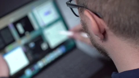 A man works on a tablet Stock Footage 120651851