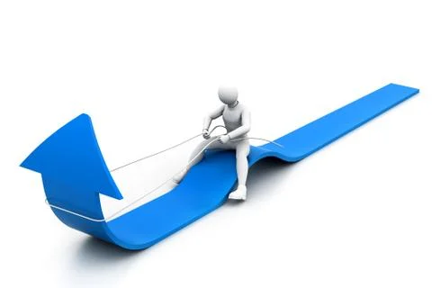 Man works together to pull up a growth arrow Stock Illustration