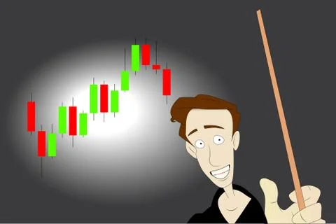 Man worried about the development in currency trading forex Stock Illustration