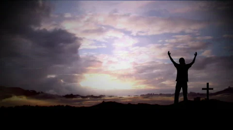 Man worshiping at Sunset 스톡 동영상 761672