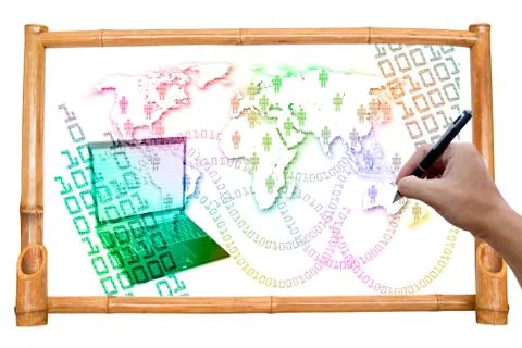 The man write Binary Abstract. Stock Photos