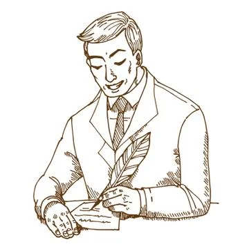 Man write the paper Иллюстрация