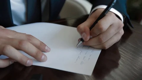 Man write a paper letter Stock Footage 70070062