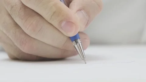 Man write pen signs document on white sheet of paper Video stock 265879278