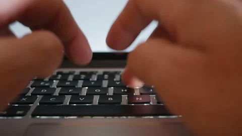 Man writes to the computer, Timelapse Stock Footage 156001870