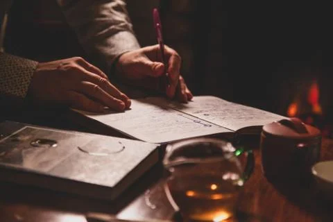 Man writes down his ideas Stock Photos