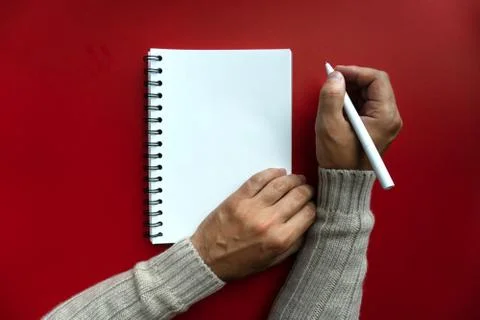 Man writes his plans, view from top. Stock Photos