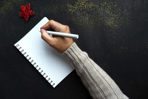 Man writes his plans, view from top Stock Photos