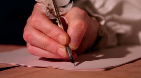 Man writes a letter to feather 2 Video stock 22984192