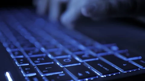Man Writes Message to Social Network. Computer Hacker Typing Code Virus PC on Stock Footage 138223537
