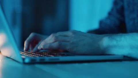 Man writes message to social network   Modern business 4K Stock Footage 257519399