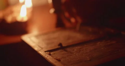 Man Writes on Roman Wax Tablet Stock-Footage 161908972