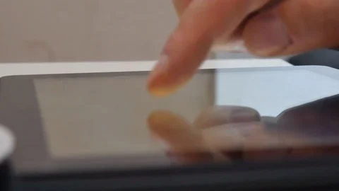 The man writes on a tablet Stock Footage 90878738