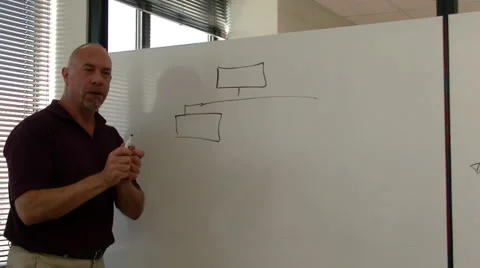 Man Writes on Whiteboard 1 Stock-Footage 32398328