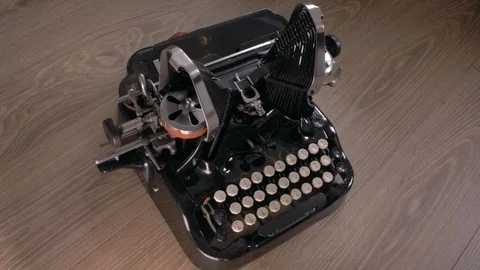 Man writing on antique typewriter. Testing each key Stock Footage 87866663