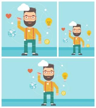 Man writing cloud computing on virtual screen Stock Illustration