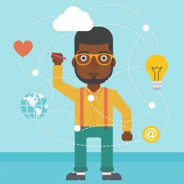 Man writing cloud computing on virtual screen Stock Illustration