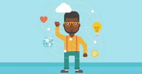 Man writing cloud computing on virtual screen 스톡 일러스트