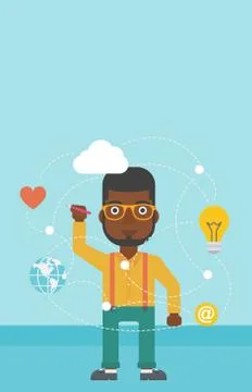 Man writing cloud computing on virtual screen 스톡 일러스트