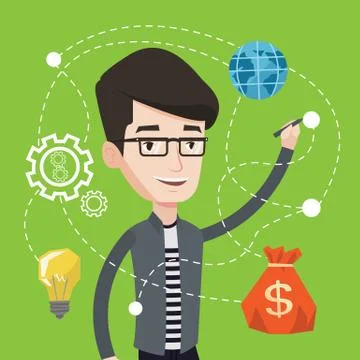 Man writing cloud computing on virtual screen Stock Illustration