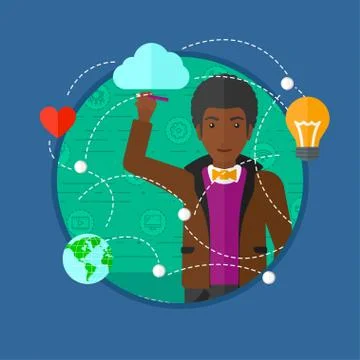 Man writing cloud computing on virtual screen Stock Illustration