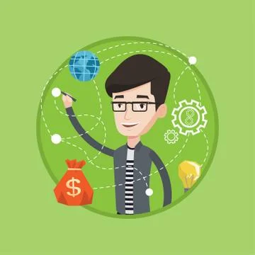 Man writing cloud computing on virtual screen Stock Illustration