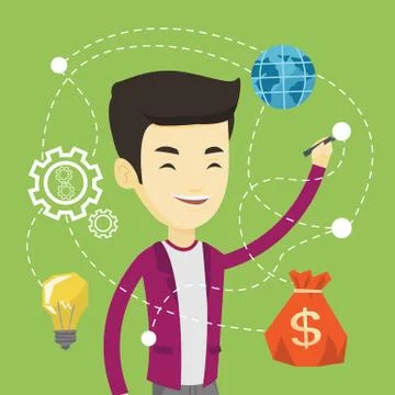 Man writing cloud computing on virtual screen Stock Illustration