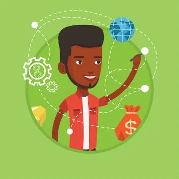 Man writing cloud computing on virtual screen Stock Illustration