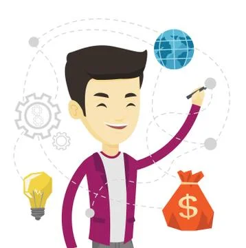 Man writing cloud computing on virtual screen 스톡 일러스트