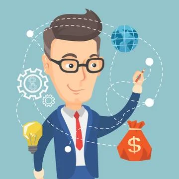 Man writing cloud computing on virtual screen. 스톡 일러스트