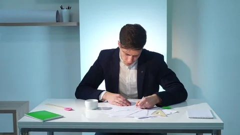 Man writing documents Stock Footage 74805820