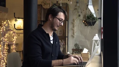 Man Writing On Laptop Video stock 72714998