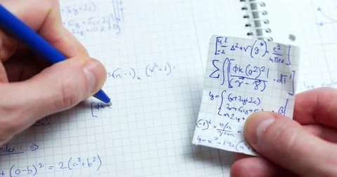 Man writing math exercise in notebook close up Stock Footage 150265244