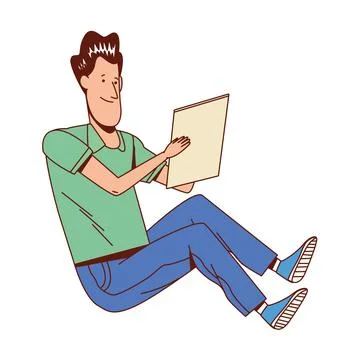 Man writing in notebook Stock Illustration