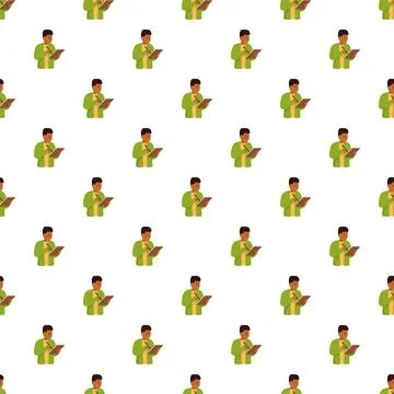 Man writing on a notepad seamless pattern Stock Illustration