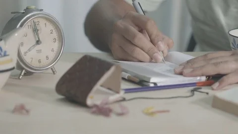 Man Writing notes Dolly Shot Stock Footage 79921288