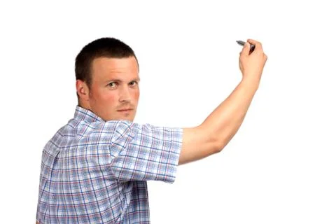 Man writing Stock Photos