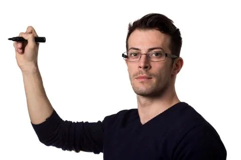 Man writing Stock Photos