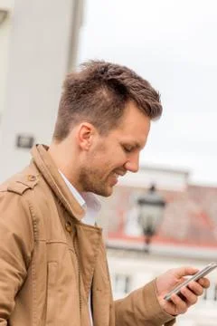 Man writing sms Stock Photos