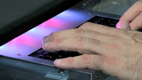 The Man writing something on the keyboard Stock Footage 97928293