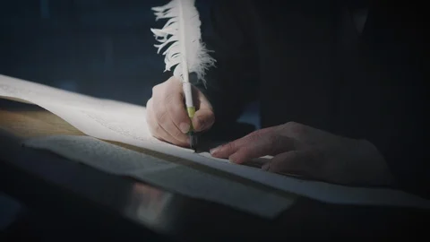 Man Writing a Torah scroll Stock Footage 105385513