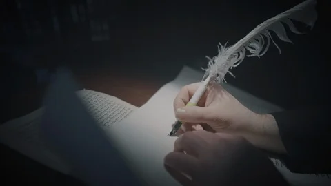 Man Writing a Torah scroll Stock Footage 105385522