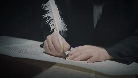 Man Writing a Torah scroll Stock Footage 105385670