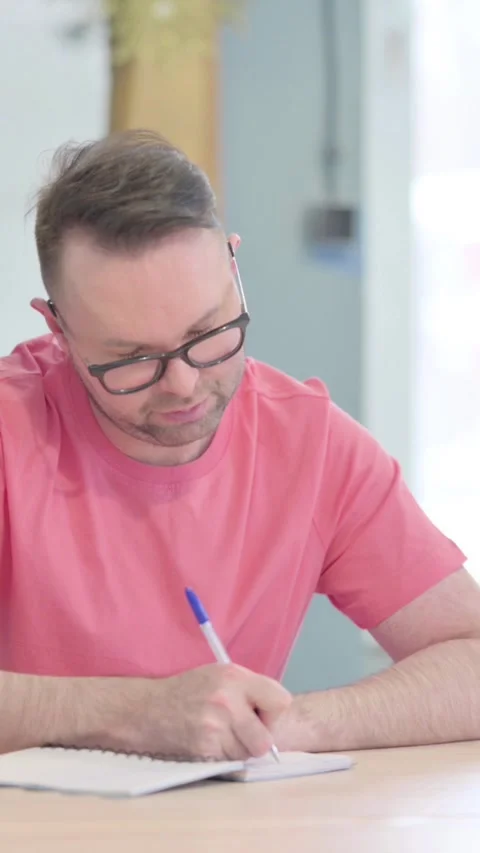 Man Writing while Sitting in Office, vertical video Vídeo Stock 329105888