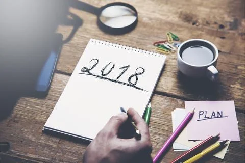 Man written 2018 text Stock Photos