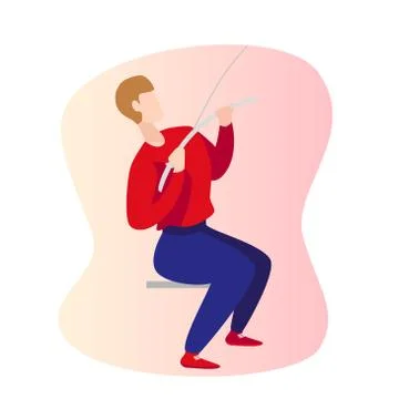 Man wrong and right lat pull down posture - exercise gym. Fitness pulldown il Stock Illustration