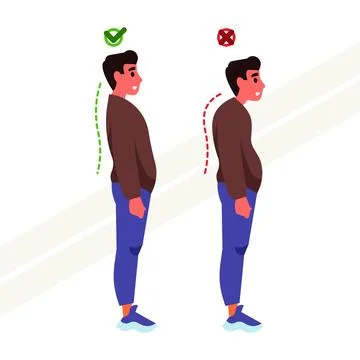 Man-with-wrong-posture Stock Illustration