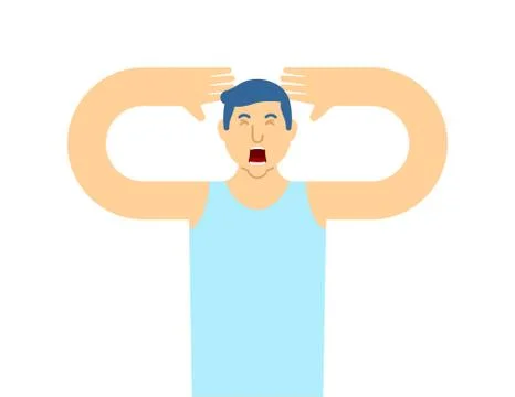 Man yawn isolated. Guy is yawning.Vector illustration Stock Illustration