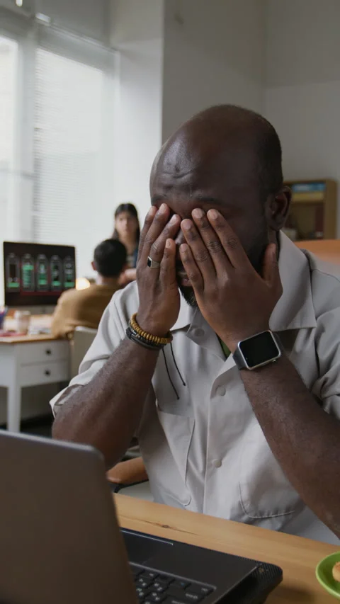 Man Yawning while Working Stock Footage 317341113