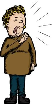 Man Yawns Loudly Stock Illustration